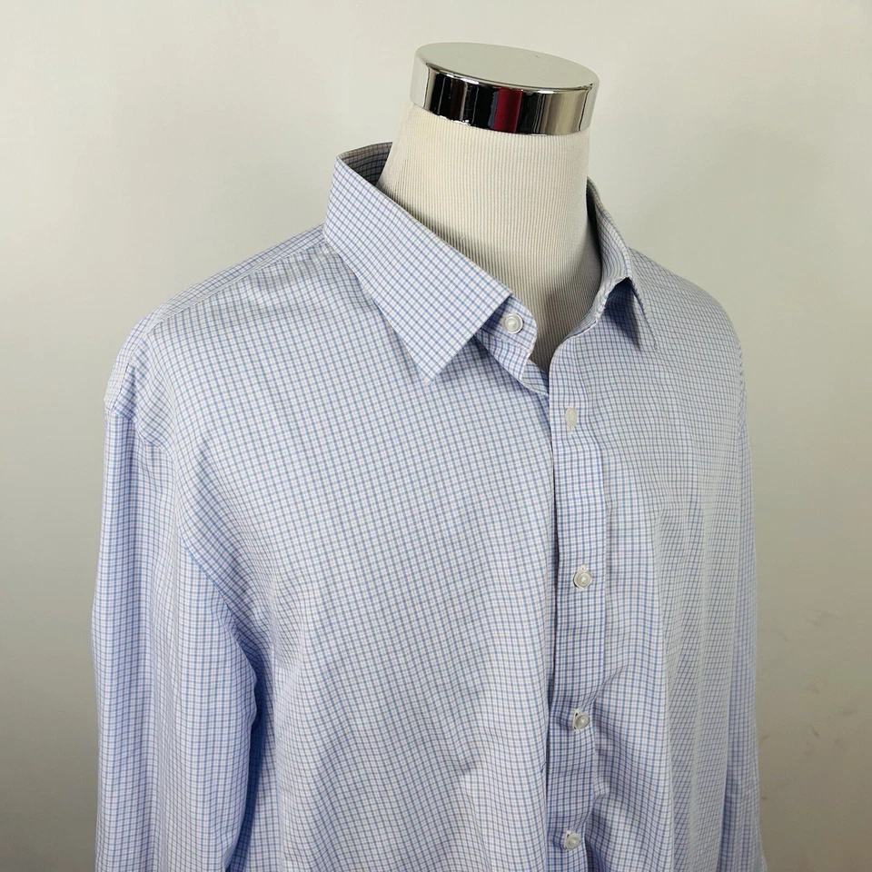 Bonobos 20 37 Standard Fit Wrinkle Free Dress Shirt Blue Pink Plaid Cotton - Image 1 of 4