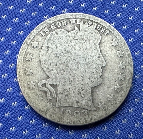 1893 USA Barber Quarter Coin  Circulated  .900 Silver   #G125 Cover