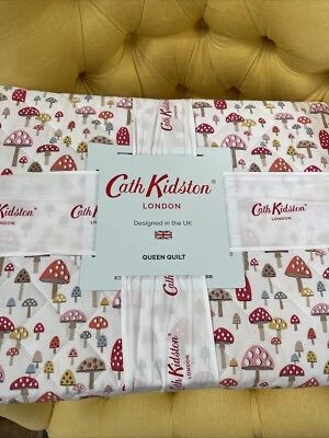 Cath Kidston London Mushroom Print Queen Quilt The Magic Garden Quilt Boho - Image 1 of 4