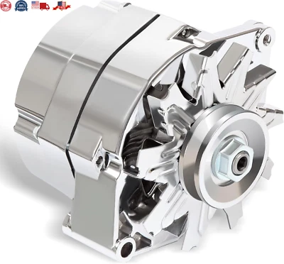 3 Wire Alternator for Chrome Self Exciting Street Rod GM 350 BBC SBC 100Amp - Image 1 of 4