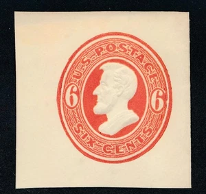 UNITED STATES (US) U182 UNUSED VF 5c RED ON AMBER CUT SQUARE FC - Picture 1 of 2
