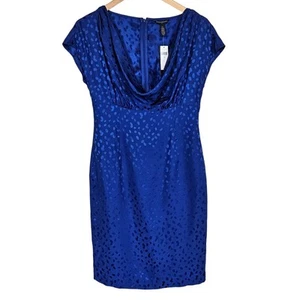 Banana Republic Factory 100% Silk Dress Cowl Neck Blue Women's 4 Event Party - Picture 1 of 7