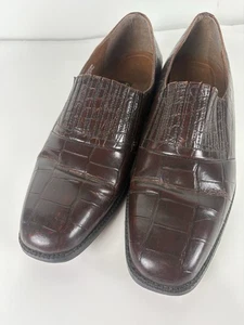 Stacy Adams braune elegante Leder-Slipper mit Kroko-Prägung für Herren Größe 10M - Bild 1 von 9