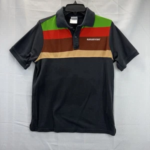 Burger King Polo Shirt Employee Work Uniform Unisex Size Small Black Retro VTG - Picture 1 of 11