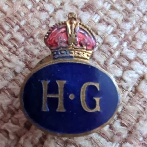 WW2 Brass & Enamel (H.G) Home Guard Lapel Badge - Picture 1 of 7