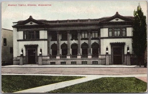 SPOKANE, Washington Postcard "MASONIC TEMPLE" Building / Street View 1909 Cancel - Picture 1 of 2