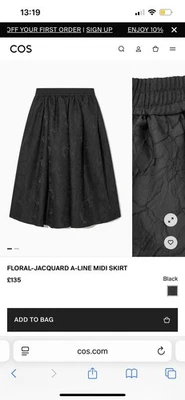 Cos Black Floral Cloque Full Midi Skirt - Image 1 of 4