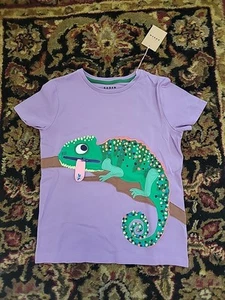 NWT Mini Boden Size 10-11 Boys Kids S/S Zip Applique Chameleon T-Shirt Tee Top - Picture 1 of 4