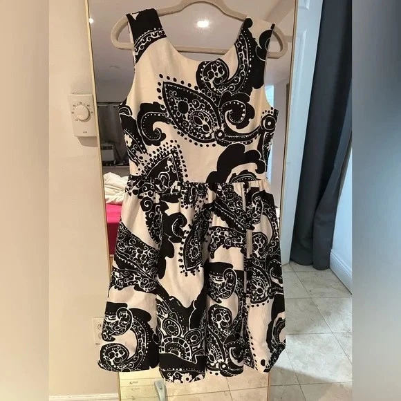 Kate Spade silk cotton paisley black/white Yael dress size 10 - Image 1 of 2