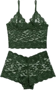 Lilosy Sexy Women Floral Lace Pajamas Lingerie Set High Waist Sheer Medium ~NEW~ - Picture 1 of 3