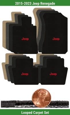 Juego de alfombrillas clásicas personalizadas para Jeep Renegade '15-23 con logotipo (4 piezas) #TSN Foto 1 de 4