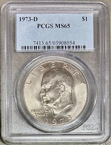1973-D Clad Eisenhower Dollar, PCGS MS-65 - Picture 1 of 2