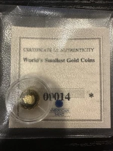 AMERICAN MINT - $25 - .999 GOLD WORLD'S SMALLEST COINS 2003 John F Kennedy 14 - Picture 1 of 3