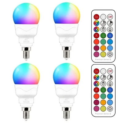 ILC E12 LED Light Bulbs 40w Equivalent 5W, Color Changing RGB, A15 Small Base... - Image 1 of 4