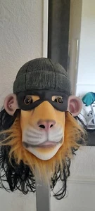 HALLOWEEN FANCY DRESS LION MASK, BLACK WIG & ROBBER MASK - GREAT CONDITION - Picture 1 of 6