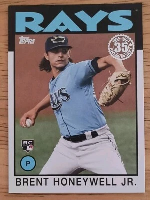 2021 Topps Update 1986 Topps #86B-50 Brent Honeywell Jr. Tampa Bay Rays RC - Image 1 of 2