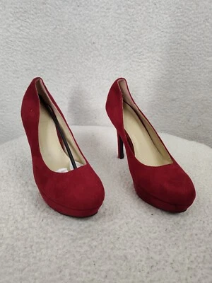 Ollio Mujer Tacones 9 Rojo Imitación Gamuza Sin Cordones Plataforma Stiletto Tacones Altos Zapato Foto 1 de 4