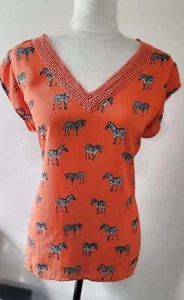 Orangefarbene Damenbluse/Shirt/Top von Cupio Größe L mit Zebras Tierzoo - Bild 1 von 3
