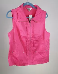 Neu mit Etikett Christopher Banks Damen Collard rosa/Fuchsia Baumwolle Weste mit Reißverschluss Größe L - Bild 1 von 9