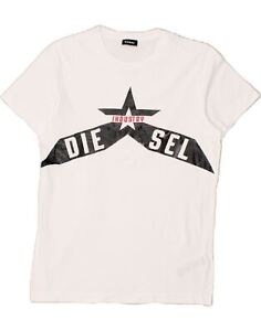 DIESEL Boys Graphic T-Shirt Top 13-14 Years White Cotton BL75