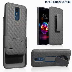For LG K10 2018, K30, MS425, X410 Slim Shell Holster Combo Case with Belt Clip - Picture 1 of 8