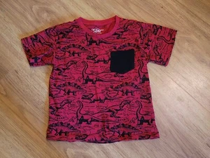 Red Long Sleeve Shirt Dino Captions Print Boys Size 7 - Picture 1 of 2