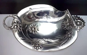 WONDERFUL ART NOUVEAU WMF Silverplate Daisy Flower Footed Figural Tray ca 1890 - Picture 1 of 10