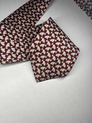 "Corbata geométrica roja Brooks Brothers Makers 100 % seda osos polares 59"" X 3,75""" Foto 1 de 4