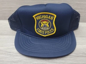 1980s Vintage Michigan State Police Trucker Hat Cap Snapback RARE - Picture 1 of 4
