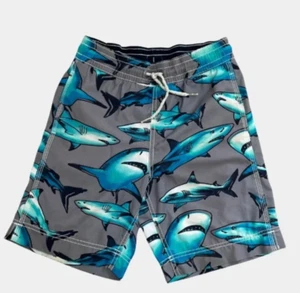 GAP Boys Swim Trunks Sharks on Gray Background Size S (6-7) - Picture 1 of 4