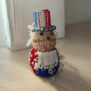 Vintage Perlen Sicherheitsnadel Uncle Sam 4. Juli beleuchtet Dekoration Tischplatte 7,5" - Bild 1 von 12