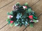 Vintage Christmas Candle Rings Plastic Red Greenery Holly W/ Candy Canes