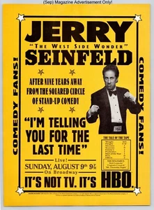 Jerry Seinfeld The West Side Wonder HBO Promo 1998 Full Page Print Advertisement - Picture 1 of 4