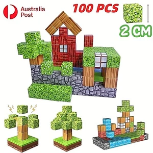 100PCS Magnetic Building Blocks Set Magnet Kids Educational Children Toy Gift AU - Picture 1 of 13