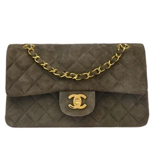Chanel Gray Suede Small Classic Double Flap Shoulder Bag 194425 - Picture 1 of 11