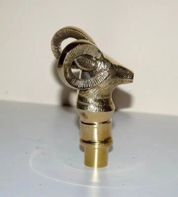 Cabeza estilo mango cabra latón acabado dorado coleccionable bastón vintage Foto 1 de 4