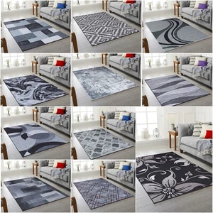 MODERNER DESIGN TEPPICH SCHWARZ GRAU WEICH GROSS WOHNZIMMER BODEN SCHLAFZIMMERTEPPICH RUGS - Bild 1 von 20