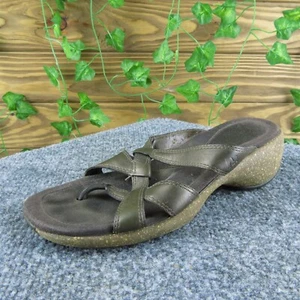 Merrell Women's Sundial Cross Antique Brass Flip Flop Bronze Leather Sz 6M Used - Picture 1 of 6