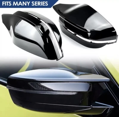 M STYLE BLACK SIDE WING MIRROR COVER CAPS BMW 3 4 5 7 SERIES G15 G20 G22 G30 - Image 1 of 4