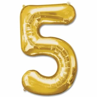 Gold Foil Balloon Number 5 Birthday Age Party Wedding Inflatable Banner Decor - Image 1 of 3
