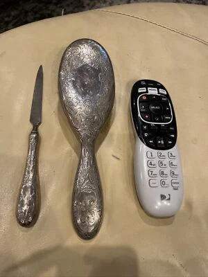 Conjunto de pincel e arquivo de higiene Art Nouveau Deco meados do final dos anos 1800 Gorham Sterling - Imagem 1 de 4