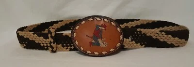 Западный ремень унисекс винтажный Мексика ручной работы кожаная пряжка вручную сшитый и сшитый - Изображение 1 из 4