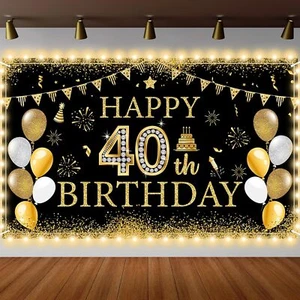 40th Birthday Backdrop Lighted Decorations for Men Women Cheers to 40 Years B... - Picture 1 of 2