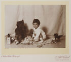 Original Vintage 1920S Girl With Toys And Teddybear, Stamped