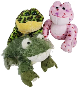 GANZ Webkinz Lot of 3 Frogs Plush HM001 & Bull & Love Frog Soft Stuffed Gift Toy - Picture 1 of 20