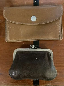 Set of 2 Vintage Wallets Coin Purse Leather Vinyl Snap Closure - Foto 1 di 4