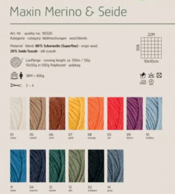 Austermann Maxin uni 150m/50g 80% Merino Schurwolle/20% Tussah Seide Nd. 3-4 - Bild 1 von 4