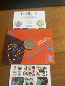 2012 LONDON OLYMPIC SPORTS 2011 TABLE TENNIS 50p COIN UNC SEALED IN CARD - Picture 1 of 12