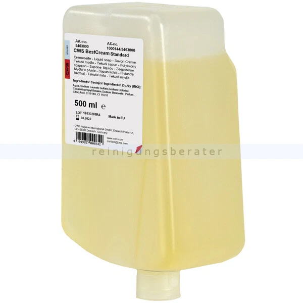 Flüssigseife CWS Best Cream standard gelb mit Zitrusduft, 500 ml - Bild 1 von 1