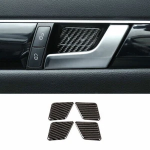 2007-2014Fit For Benz C-Class Real Carbon Fiber Inner Door Bowl Cover Trim 4PCS - Imagen 1 de 6